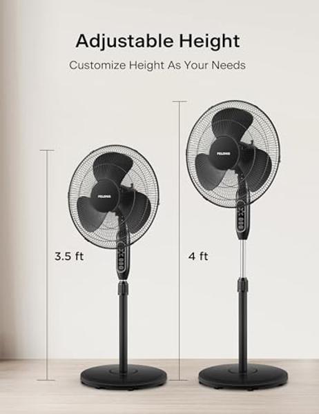 Holmes 16" Digital Stand Fan, 80° Oscillation, 3 Speeds, 3 Modes, 7.5-Hour Timer, Adjustable Height, 30° Head Tilt, Ideal for Home, Bedroom or Office, Remote Control, White