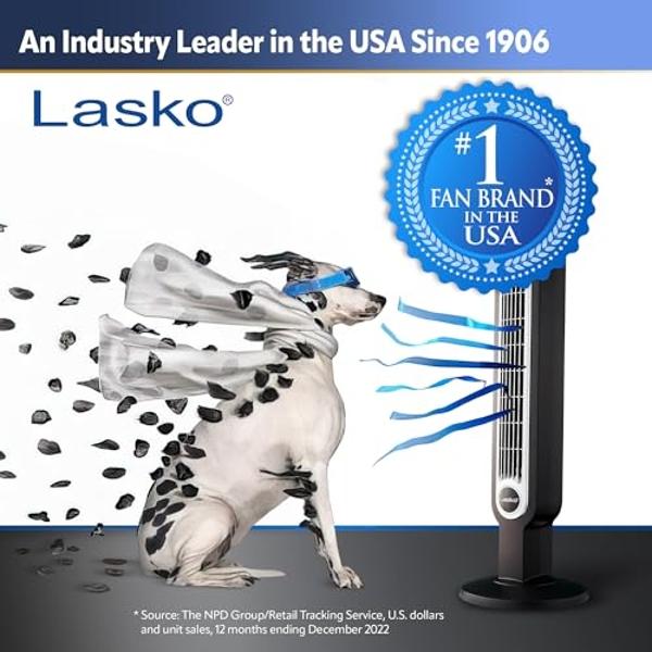 Lasko Cyclone Pedestal Fan, Adjustable Height, Remote Control, Timer, 3 Speeds, for Bedroom, Kitchen, Office and Living Room, 18", White, 1885, Large