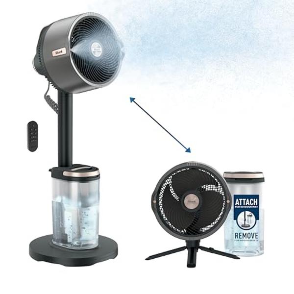 IRIS USA WOOZOO, Pedestal Standing Fan with Remote, 360 Oscillating, 12 Speeds, Low Noise DC Motor, 8h Timer, Touch Panel, Height Adjustable, White/Gray