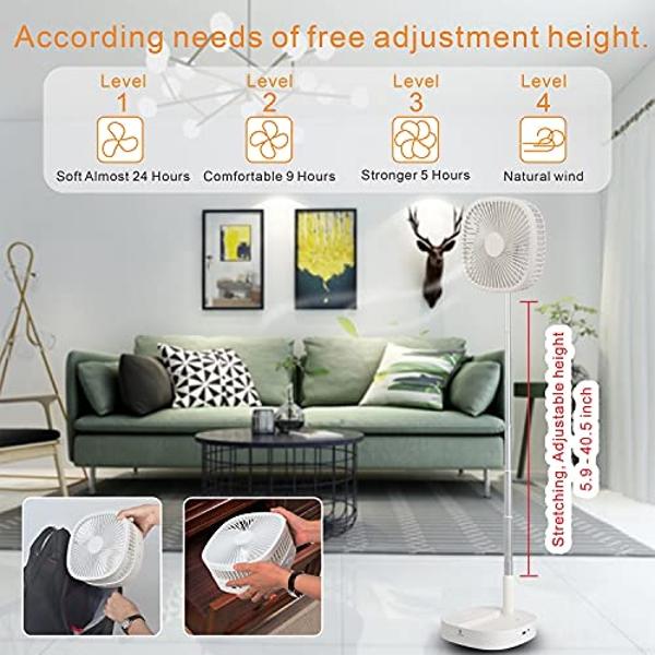 IRIS USA WOOZOO, Pedestal Standing Fan with Remote, 360 Oscillating, 12 Speeds, Low Noise DC Motor, 8h Timer, Touch Panel, Height Adjustable, White/Gray
