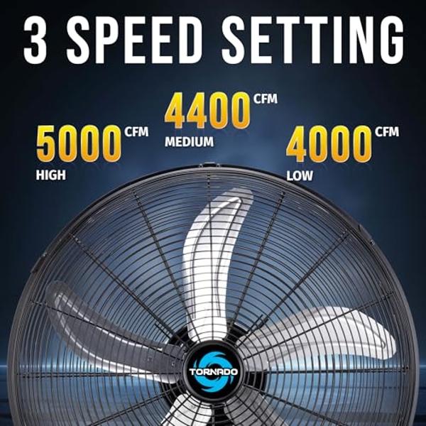 Tornado 20” Oscillating Pedestal Fan – 5000 CFM, Stand Fan, 3-Speed, 1/6 HP, 6.6 FT, Industrial & Commercial Use, UL Listed