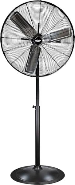 Comfort Zone Industrial Pedestal Fan, 30 inch, 3 Speed, High Velocity, Adjustable Height 56” to 76”, Metal, Meets OSHA Standards, Airflow 36 ft/sec, Ideal for Garage, Workshop or W
