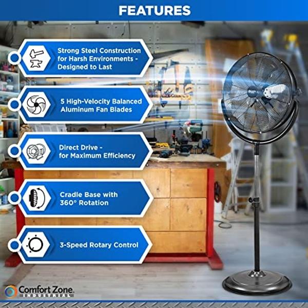 FUGOO 20'' Outdoor Quiet Oscillating Pedestal Fan With All Sealed Brushless DC Motor, 4-Speed Waterproof Outdoor Fan, Heavy Duty Industrial Floor Fans for House,Patios, Commercial,