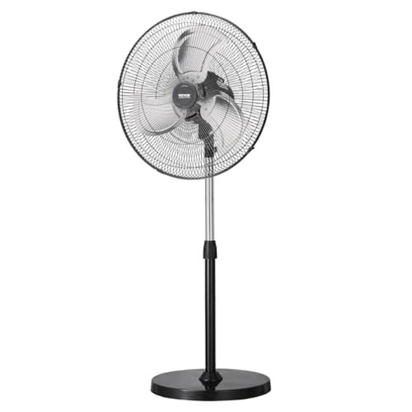 VEVOR Industrial Pedestal Fan, 20 Inch 90-Degree Oscillating Fan, Height Adjustable Standing Fans with 3 Adjustable Speeds, High Power Floor Fans for Bedroom, Living Room, Home, Of