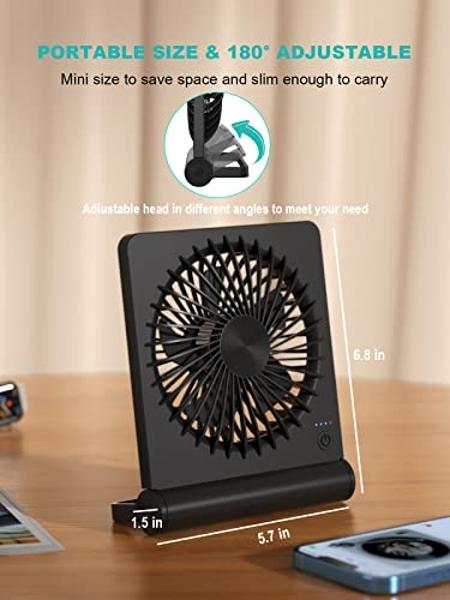 VEVOR 8 Inch Foldable Standing Fan with Remote, 4 Speeds, Portable, Quiet Desk Fan, 7200mah USB Rechargeable, Rotating Floor Fan for Bedroom/Office/Travel