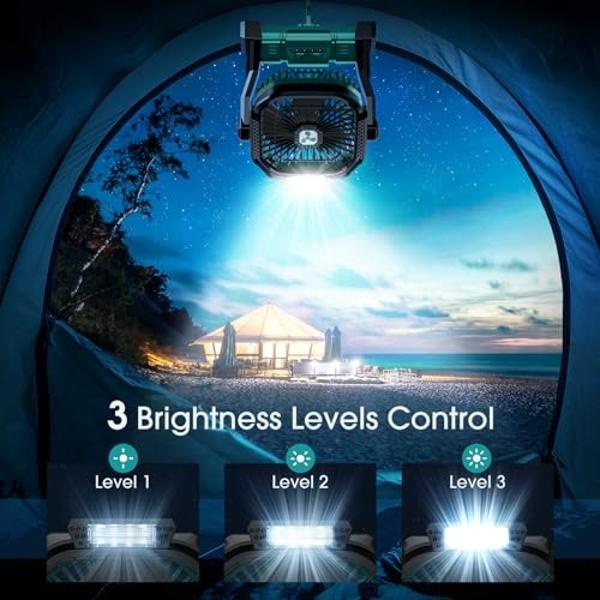 Portable Fan Rechargeable, 20000mAh Cordless Battery Powered Fan with LED Lantern, USB C Battery Operated for Travel Bedroom Home Camping Tent Office Beach Desk Fishing Table