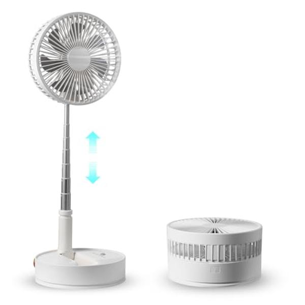 VEVOR 8 Inch Foldable Standing Fan with Remote, 4 Speeds, Portable, Quiet Desk Fan, 7200mah USB Rechargeable, Rotating Floor Fan for Bedroom/Office/Travel