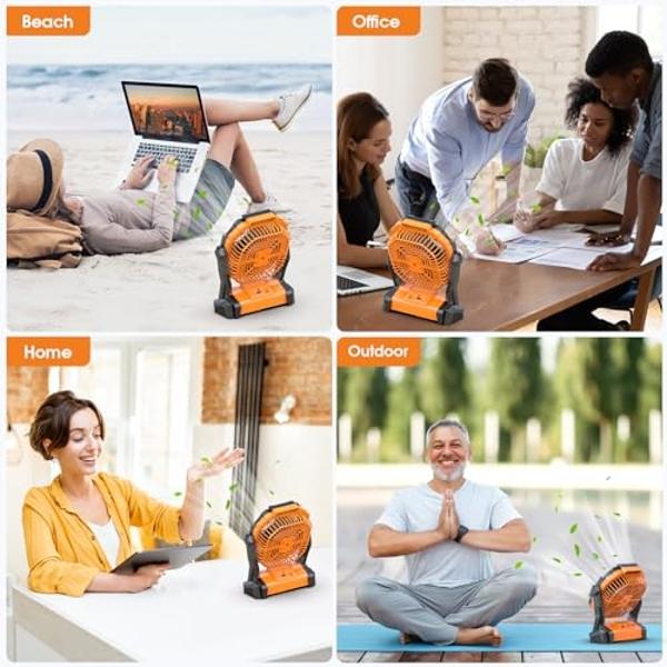Portable Fan Rechargeable, Cordless Battery Powered Fan with LED Lantern, Small Table Fan, USB Battery Operated Fans for Travel Bedroom Home Camping Tent Office Beach Desk Picnic B