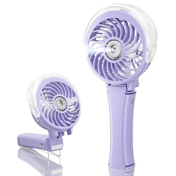HandFan Upgraded Portable Handheld Misting Fan, Rechargeable Personal Mister Fan, Spray Water Mist Fans, Foldable Electric Mini Cooling Hand Fans for Beach Travel Outdoors Makeup(L