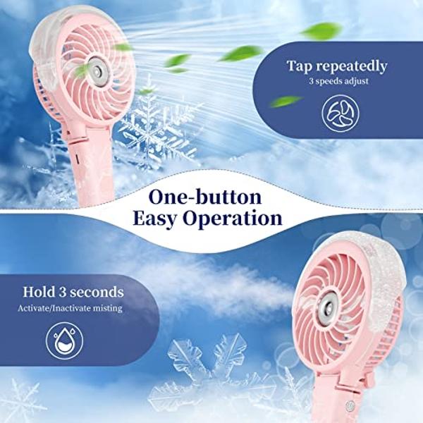HandFan Handheld Misting Fan with 34ml Water Tank, Portable Mister Fans Rechargeable, Battery Operated Spray Water Mist Fan, Mini Cooling Fans for Makeup, Travel, Outdoors, Disney(