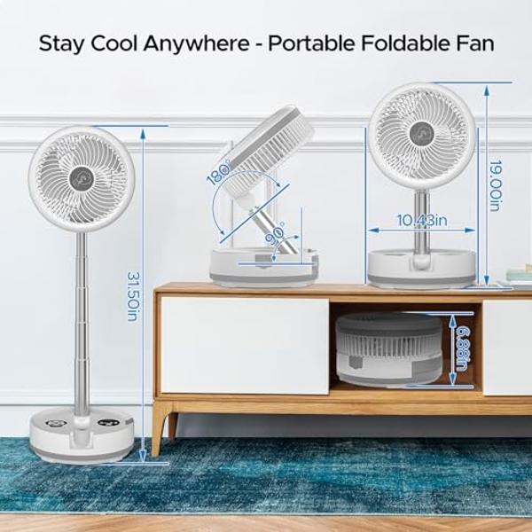 ADUST Camping Battery Powered Fan with LED Light 20000mAh Rechargeable ...