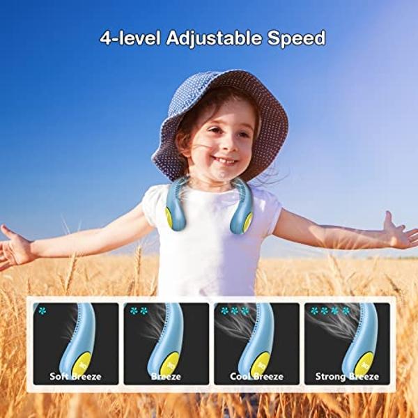 Portable Neck Fan Rechargeable USB Hands-Free Fan Personal 360° Double Headed Free Rotation 3 Speed Adjustable Wearable Face Mini Small Fan Perfect for Working, Office, Reading, Tr