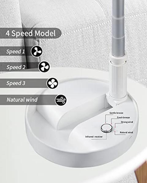UN UNITEDTIME Desk and table fan, Foldable Fans Portable Travel Fan Battery Operated or USB Powered,Adjustable Height,My Foldaway fan with remote Control Timer 4 Speed Settings (Wh