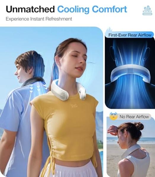 TORRAS COOLiTE Neck Fan, 8450 RPM Turbo Airflow, Neck Fans that Blow Cold Air with 14H Battery, Neck Fan Rechargeable, Lightweight & Foldable Neck Fans for Outdoor, Travel, Gifts f