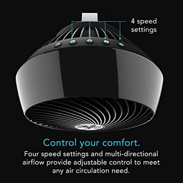 Vornado 660 Large Whole Room Air Circulator Fan for Home, 4 Speeds and 90-Degree Adjustable Tilt, Removable Grill, 10 Inch, Floor Fan for Bedroom, Office, Black