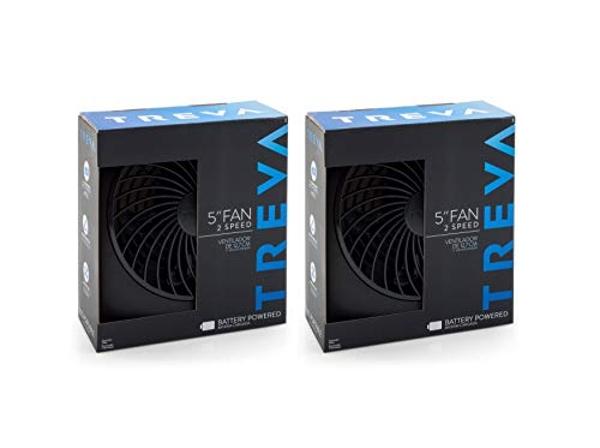 O2COOL Treva 5 Inch Battery Powered Fan Portable Desk Fan 2 Cooling Speeds with Compact Folding & Tilt Design Cubicle Accessories Small Portable 2 Pack (Black)