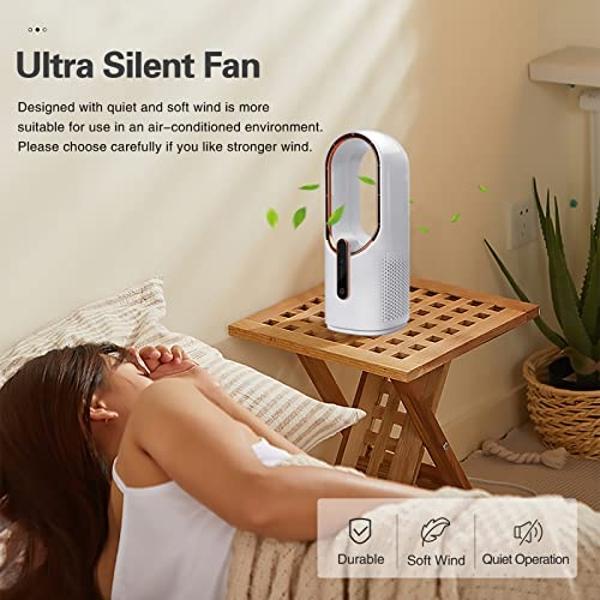 SISMEL Desk Fan, Small Quiet Bladeless Fan 11.8 Inch USB Table Fan, Portable Rechargeable Battery Operated Fan with Touch Control 3 Cooling Speeds, Personal Desktop Fan for Bedroom
