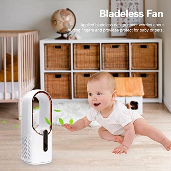 SISMEL Desk Fan, Small Quiet Bladeless Fan 11.8 Inch USB Table Fan, Portable Rechargeable Battery Operated Fan with Touch Control 3 Cooling Speeds, Personal Desktop Fan for Bedroom