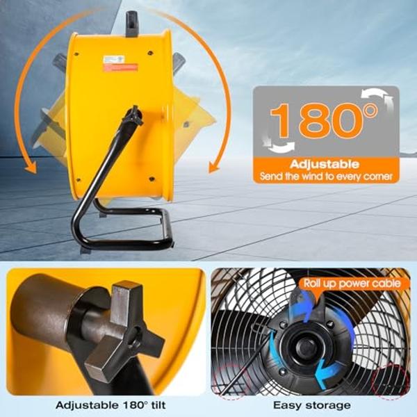 iLiving 18 in. Low Noise Turbo Fan 4019 CFM 3-Speed Portable Air Circulator for Shop, Office, Greenhouse, Home and Warehouse