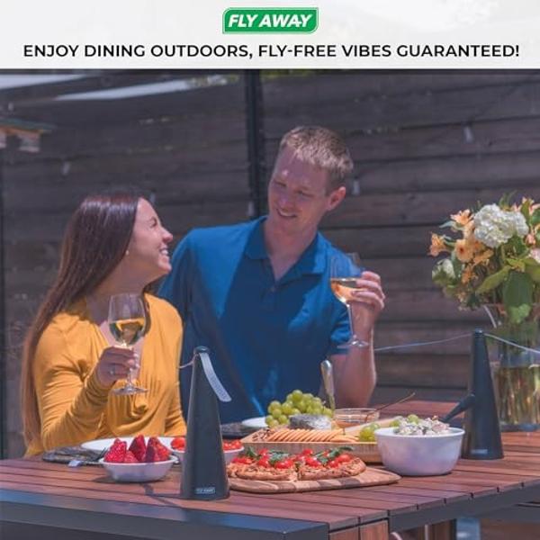Fly Away - 2 Pack Fly Fans for Tables, Indoor or Outdoor Use, Ideal for Restaurants, BBQs, Events. Deter Flies, Wasps, Bees, Moscas, and Bugs. Battery Operated with Tabletop and Ha