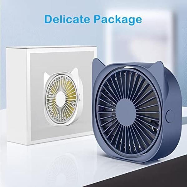 Personal Desk Fans Small Quiet - Mini Cute Desk Fan, USB Powered, 3 Wind Speeds, 360° Rotatable, Little Portable Table Fans Fast Cooling for Home Bedroom Nightstand Office Work Des