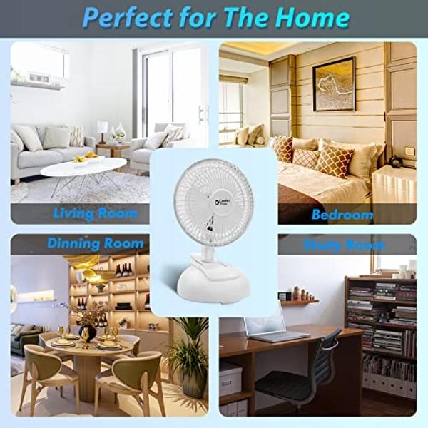 Comfort Zone Personal Clip or Desk Fan with Removable Base, Portable, Mini Bedroom Fan, 6 inch, 2 Speed, Strong Clamp, Firm Grip, Airflow 6.53 ft/sec, Ideal for Home, Bedroom, Dorm