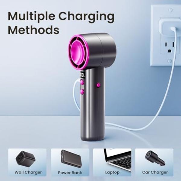 Handheld Fan, Small Portable Pocket Fan, USB Rechargeable Mini Fan, Battery Operated Fan [13-30 Working Hours] Pocket Hand Fans for Makeup, Travel Camping outdoor (Black)