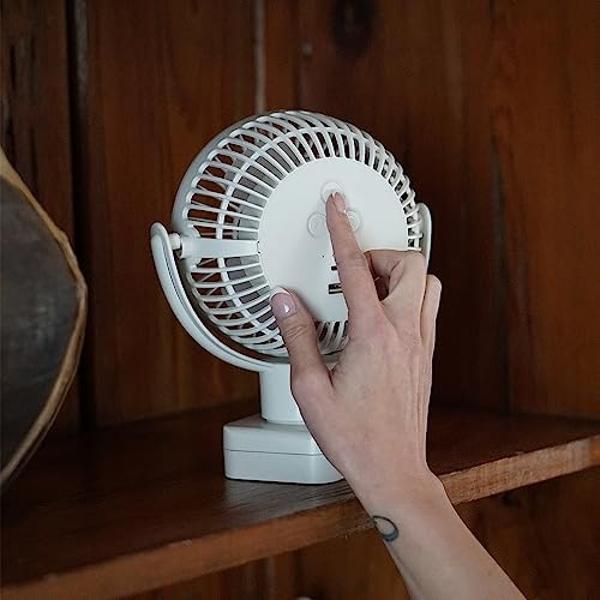 Portable Clip on Fan, Battery Operated Small Powerful USB Desk Fan with Night Light & LED Display Screen, Mini Table Fan, 360° Rotate Personal Fan for Home Office Stroller Camping 
