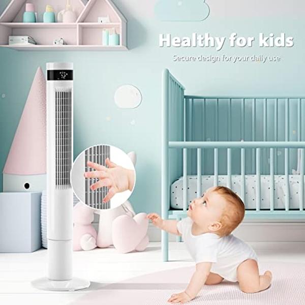 Dreo Tower Fan for Bedroom, Smart Oscillating Quiet Floor Fans, Standing Bladeless Fan with Remote and WiFi Voice Control, 4 Modes, 4 Speeds, 8H Timer, 28dB, Works with Alexa/Googl