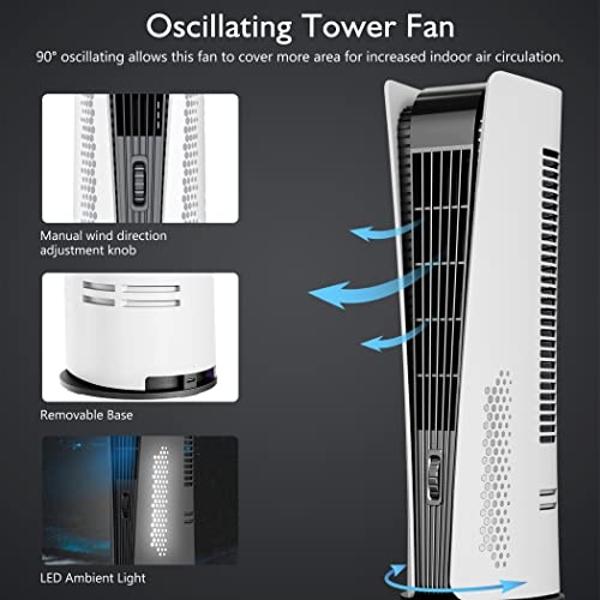 PELONIS 42-Inch Tower Fan for Bedroom – Oscillating Tower Fan with Remote Control – Indoor Quiet Fan with 6 Speeds, 4 Modes and 24-Hour Timer – ETL Certified