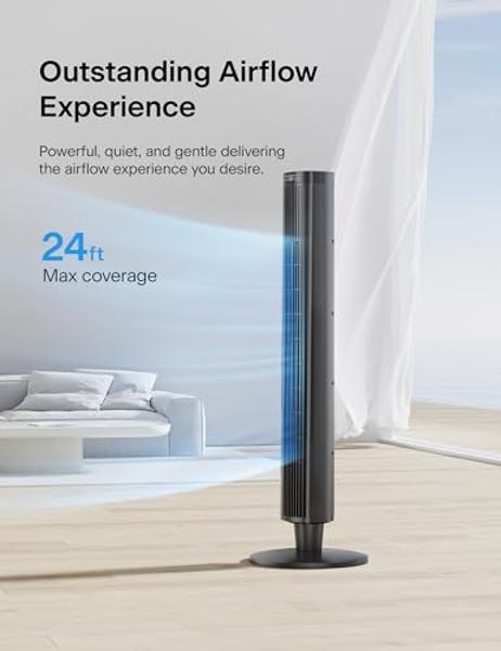 PELONIS 42-Inch Tower Fan for Bedroom – Oscillating Tower Fan with Remote Control – Indoor Quiet Fan with 6 Speeds, 4 Modes and 24-Hour Timer – ETL Certified