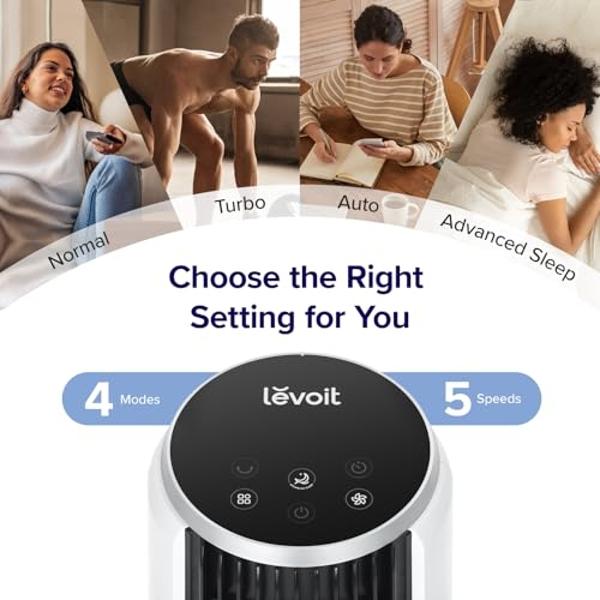 LEVOIT Tower Fan for Bedroom, Standing Fan that Blows Cold Air for Home, 28dB Quiet for Sleep, Remote, 90° Oscillation, 12H Timer, 25ft/s Velocity, 5 Speeds, 4 Modes, Bladeless 36 