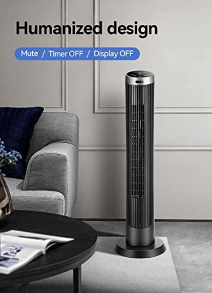 OmniBreeze Digital Electric Tower Fan, with Remote Control, LED Display, Standing Bladeless Floor Fans Cooling and Quite Indoor Living Room Bedroom use (40 Inch)