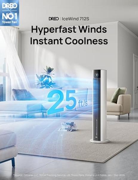 Lasko Portable 36" Oscillating 3-Speed Tower Fan with Remote Control and Timer for Bedroom and Home Office, White, 2510