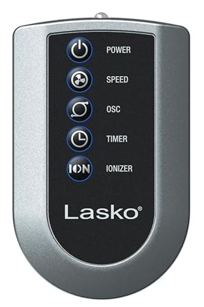 Lasko Wind Curve Oscillating Tower Fan, Fresh Air Ionizer, Timer, Remote Control, Portable Electric Fan for Indoor, Bedroom and Home Office Use, 42", Silverwood 2554