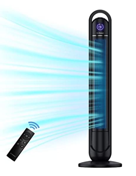 Tower Fan with Remote, G-Ocean 45 Inch Oscillating Fan, Bladeless Fans with 24H Timer, 3 Speeds, 3 Modes, LED Display, Cooling Standing Floor Fan for Bedroom Living Room Home Offic