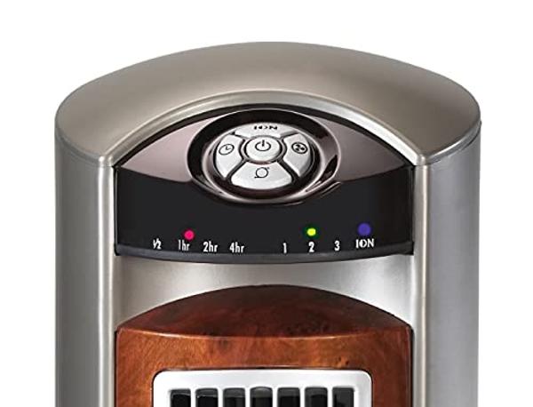 Lasko Wind Curve Oscillating Tower Fan, Fresh Air Ionizer, Timer, Remote Control, Portable Electric Fan for Indoor, Bedroom and Home Office Use, 42", Silverwood 2554