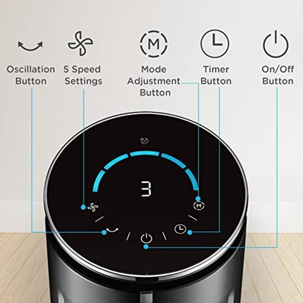 Simple Deluxe 34 Inch Bladeless Tower Fan with Remove, Heater and Fan Combo for Indoor Use, Cooling Oscillating Fan for Home Bedroom