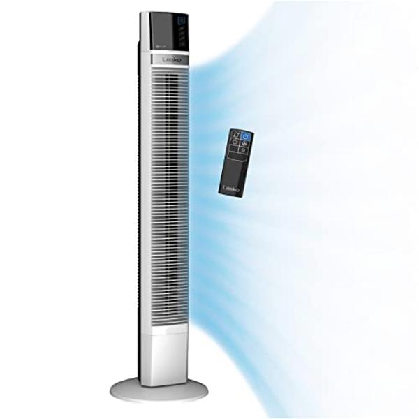 Lasko Xtra Air Oscillating Tower Fan, 4 Speeds, Nighttime Setting, Timer and Remote Control, 48", Silver, T48337, Large