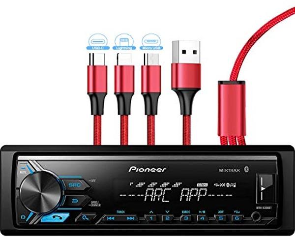 Pioneer MVH-X390BT Digital Media Receiver with Pioneer ARC app, MIXTRAX, Built-in Bluetooth and USB Direct Control for iPod/iPhone and Android Phones & zonoz 3 in 1 Multi USB Charg
