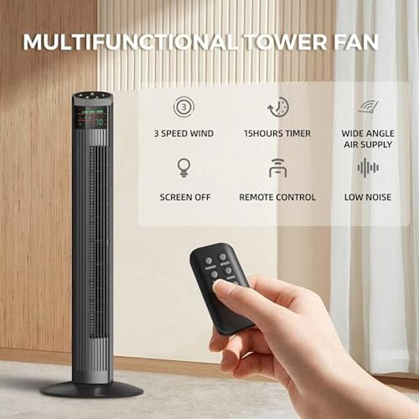 LivePure Bladeless Oscillating Fan w/Filter and Aroma Tray. 3-Speed Adjustment, Touch Control, Quiet Cooling Fan. Stand Up Fan for Bedroom, Office, Kitchen, Sage