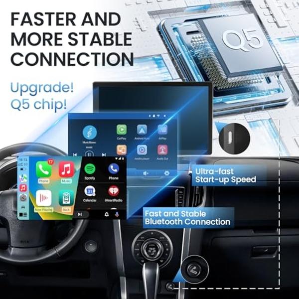 TECXERLLON 9.0'' Wireless Carplay Screen for Car, Portable Car Stereo with Apple Carplay & Android Auto, Car Audio Receivers with GPS Navigation, Mirror Link, Screen for All Vehicl