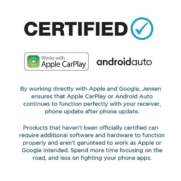 JENSEN J1CA10FL 10.1-inch Certified Apple CarPlay Android Auto Wired or Wireless | Single DIN & Double DIN Touchscreen Car Stereo Radio | Bluetooth | Front & Rear Camera Inputs | U