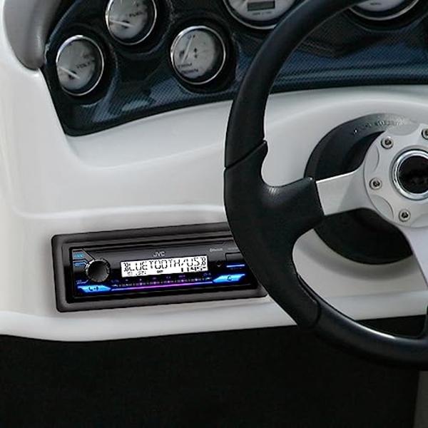 JVC KD-SX38MBT Car Stereo with Bluetooth, 4-Ch Marine Radio Receiver, AM/FM Single Din Radio, Aux-in, USB, Streaming, RGB Illumination, Use as in-Dash ATV, Truck Radio or Boat Ster