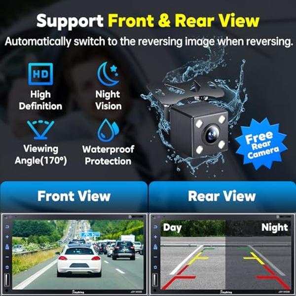 TECXERLLON 9.0'' Wireless Carplay Screen for Car, Portable Car Stereo with Apple Carplay & Android Auto, Car Audio Receivers with GPS Navigation, Mirror Link, Screen for All Vehicl