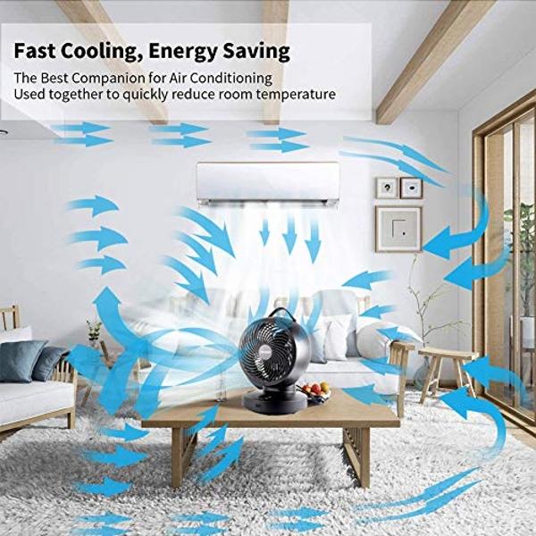 Kapoo Table Fan Air Circulator with Remote, Blade 8", 6 Speeds 4 Wind Modes, Horizontal Vertical Oscillating, Replace Floor Table Tower Fan b16,Black,GS-XXG037