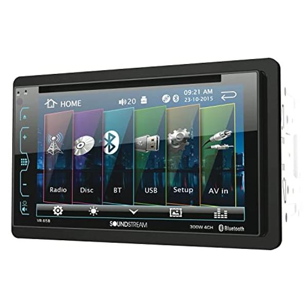 Soundstream VR-65B Double-DIN Bluetooth DVD/CD/AM/FM in-Dash Car Stereo with 6.2" Smart Sense Screen