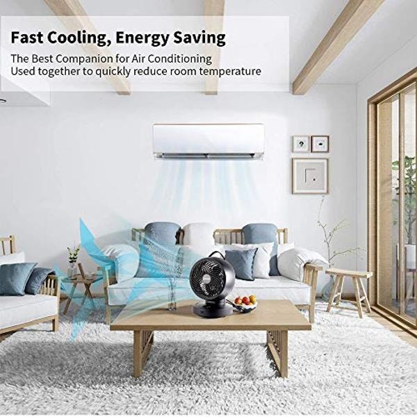 Kapoo Table Fan Air Circulator with Remote, Blade 8", 6 Speeds 4 Wind Modes, Horizontal Vertical Oscillating, Replace Floor Table Tower Fan b16,Black,GS-XXG037