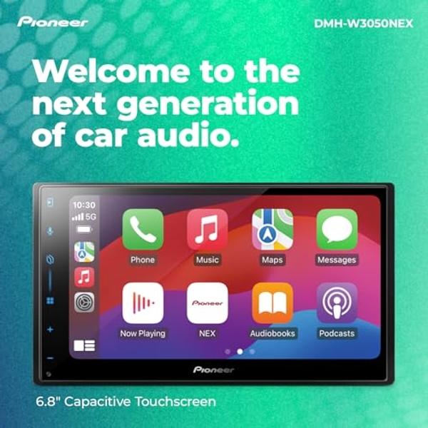 Pioneer DMH-W3050NEX 6.8" Double Din Multimedia Digital Media Receiver, Wireless Apple CarPlay and Android Auto, HD Radio, Bluetooth, Backup Camera Compatible, Touchscreen, One Tou