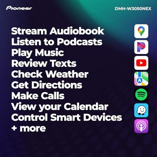Pioneer DMH-W3050NEX 6.8" Double Din Multimedia Digital Media Receiver, Wireless Apple CarPlay and Android Auto, HD Radio, Bluetooth, Backup Camera Compatible, Touchscreen, One Tou